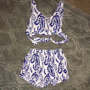 Cute 2 Zaful piece wrap crop top & shorts M